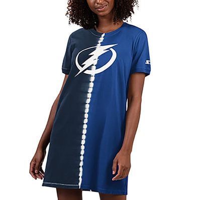 Starter Navy Tampa Bay Lightning Ace Tie-dye Sneaker Dress