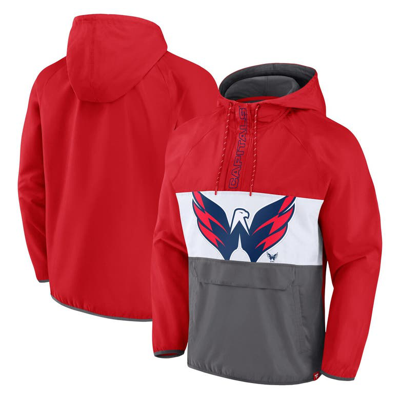Fanatics Branded Red Washington Capitals Flagrant Foul Anorak Raglan Half-zip Hoodie Jacket