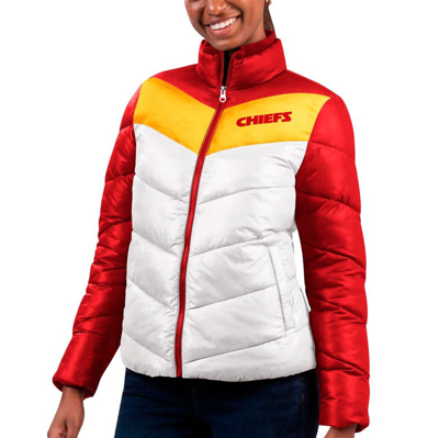 G-iii 4her By Carl Banks Women's  White, Red Kansas City Chiefs New Star Quilted Full-zip Jacket In White,red