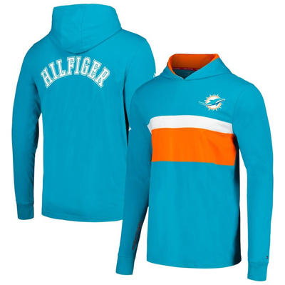 Tommy Hilfiger Aqua Miami Dolphins Morgan Long Sleeve Hoodie T-shirt