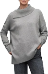 Allsaints Whitby Cashmere Blend Funnel Neck Sweater In Mid Grey Marl