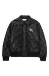 Honor The Gift Wool Blend Quilted Bomber Jacket In Black