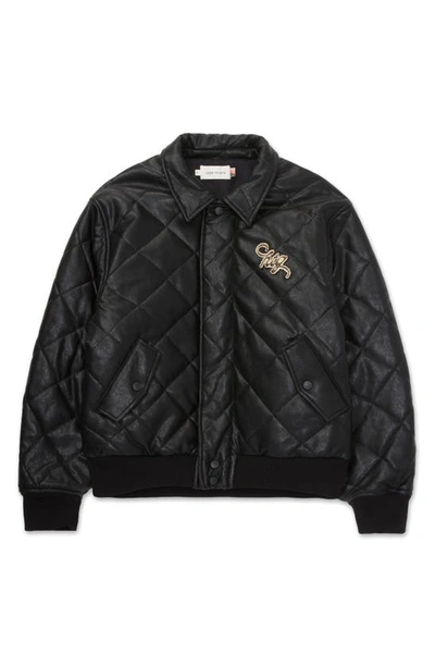 Honor The Gift Wool Blend Quilted Bomber Jacket In Black