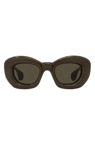 Loewe Men's Inflated Acetate-nylon Butterfly Sunglasses In Shiny Dark Brown / Brown