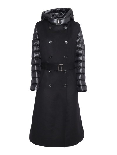 Moorer Double-layer Padded Coat In Black