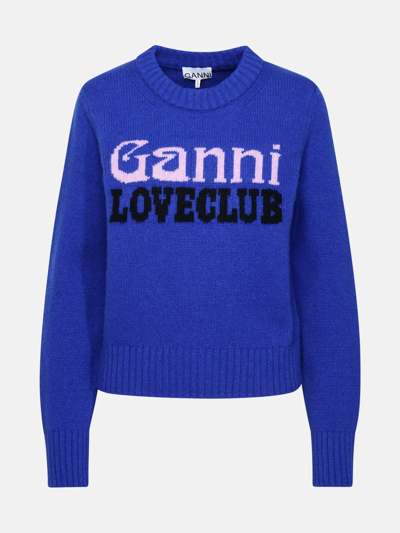 Ganni Maglia Logo In Blue