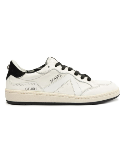 Schutz Mixed Leather Low-top Sneakers In White