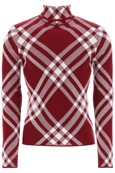 Burberry Wool-blench Check Sweater In Red White