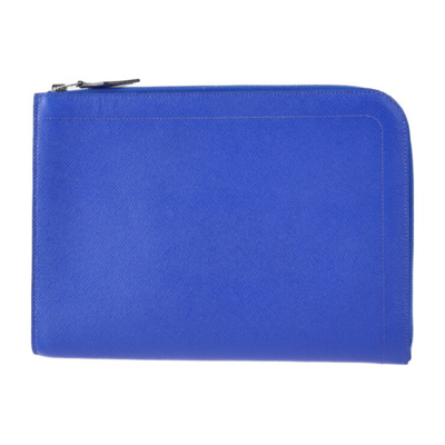 Hermes Zip Leather Clutch Bag () In Blue