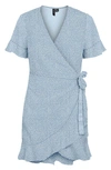 Vero Moda Henna Frill Wrap Dress In Skyway Aop Tiny Dots