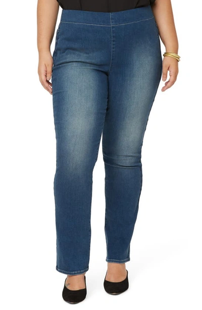 Nydj Plus Pull-on Clean Enchantment Straight Jean In Blue