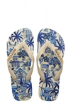 Havaianas X Farm Rio Print Footbed Flip Flop In Beige