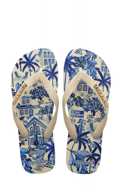 Havaianas X Farm Rio Print Footbed Flip Flop In Beige