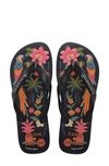 Havaianas X Farm Rio Print Footbed Flip Flop In Farm Black Parrots