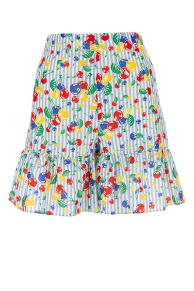 Gucci Woman Printed Cotton Shorts In Blue