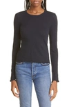Rag & Bone Gemma Jacquard Lettuce Edge Long Sleeve T-shirt In Salute