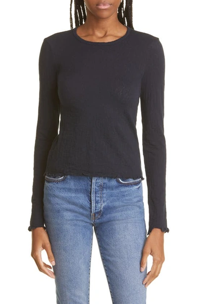 Rag & Bone Gemma Jacquard Lettuce Edge Long Sleeve T-shirt In Salute