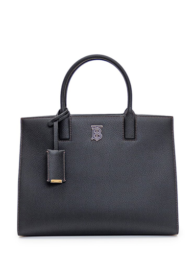 Burberry Small Leather Frances Tote Bag In Black
