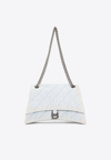 Balenciaga Medium Crush Shoulder Bag In Blue