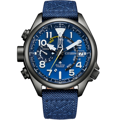 Pre-owned Citizen Promaster Land Bn4065-07l Eco-drive Altichron Titanium Solar Watch Blue