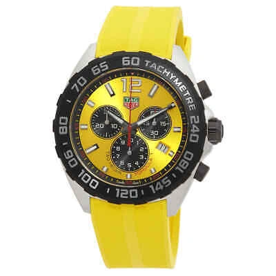 Pre-owned Tag Heuer Formula 1 Chronograph Quartz Yellow Dial Men's Watch Caz101am.ft8054