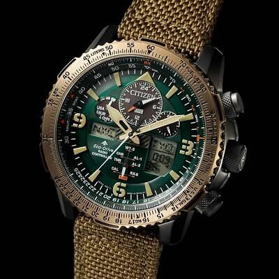 Pre-owned Citizen Promaster Jy8074-11x Eco-drive Sky Radio Solar Watch U680 Green Dial