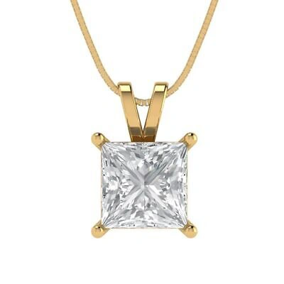 Pre-owned Pucci 2ct Princess Classic Pendant 16 Chain 14k Yellow Gold Lab Created White Sapphire