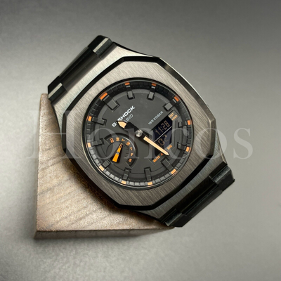 Pre-owned Casio Custom Made Watch Ga2100-1a4  G-shock Nautilus Black Case Bracelet Mods Us