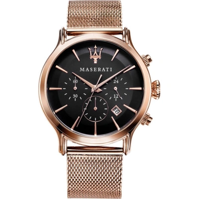 Pre-owned Maserati Epoca Rose Gold Stainless Steel Case & Strap Men's Watch. R8873618005