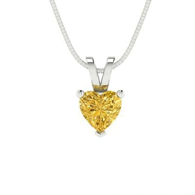 Pre-owned Pucci 0.5 Ct Heart Cut Classic Real Citrine Pendant 16 Box Chain Gift 14k White Gold In Yellow