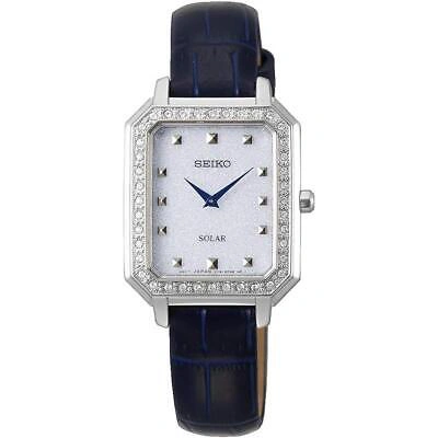 Pre-owned Seiko Sup429p1 Conceptual Solar Quartz Diamond Silver Dial Ladies Watch