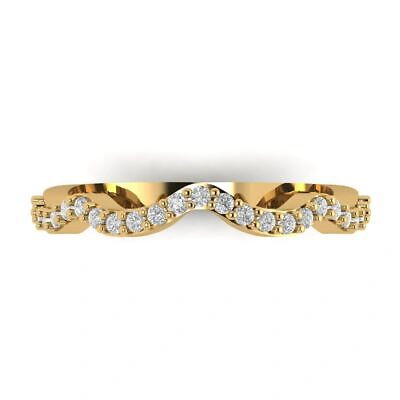 Pre-owned Pucci 0.30 Ct Round Curved Wedding Bridal Band 14k Yellow Gold Simulated Diamond
