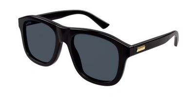 Pre-owned Gucci Gg1316s 001 Black/grey Soft Square Men's Sunglasses In Gray