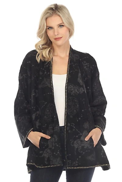 Pre-owned Johnny Was Biya Zodiac Embroidered Open Front Jacket Boho Chic B51922-e In Black