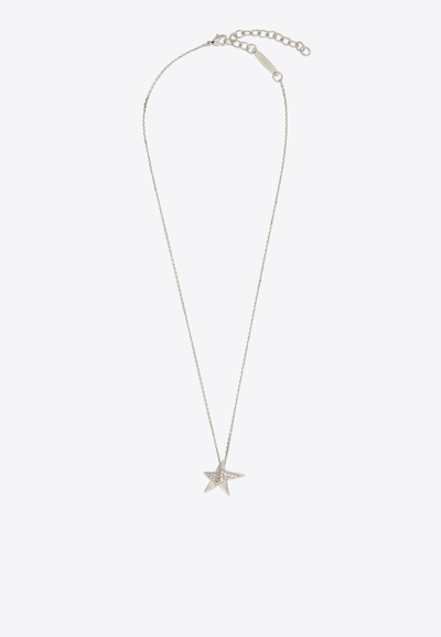 Ferragamo Crystal-embellished Star Chain Necklace In Silver