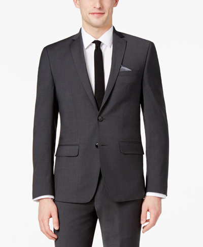 Pre-owned Bar Iii Men's Skinny Fit Stretch Wrinkle-resistant Wool Suit Jacket In Dark Grey