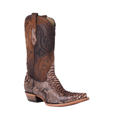 Pre-owned Corral Boots Corral Men's Python & Lamb Brown Western Boots A4452