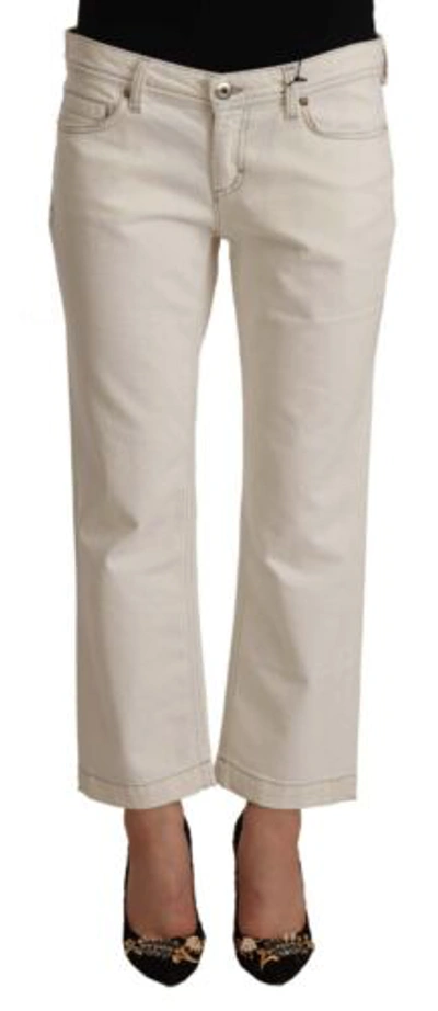 Pre-owned Dolce & Gabbana Dolce&gabbana Women Off White Jeans Pants Cotton Stretch Cropped Casual Trousers