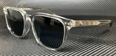 Pre-owned Montblanc Mont Blanc Mb0258sa 004 Grey Blue Men's Large 55 Mm Sunglasses In Gray