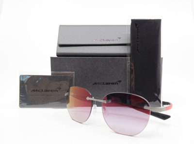 Pre-owned Mclaren Mlms-85 Series S03 C01 54 Rimless Ruthenium Gunmetal/red Sunglasses. In Gray