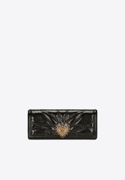 Dolce & Gabbana Devotion Python-effect Baguette Bag In Black