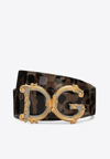 Dolce & Gabbana Logo-plaque Leopard-print Belt In Multicolor
