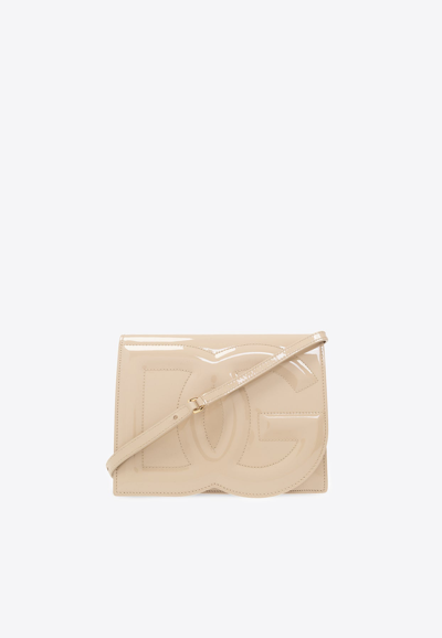DOLCE & GABBANA DG LOGO PATENT LEATHER CROSSBODY BAG