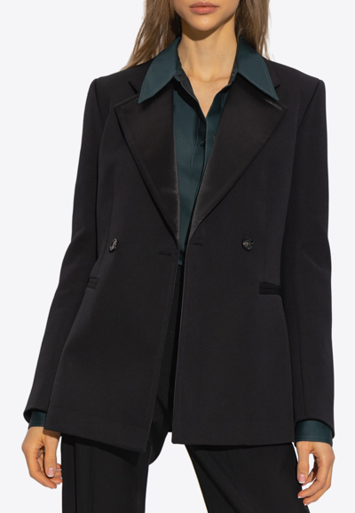 Bottega Veneta Double-breasted Wool Cocoon Blazer In Black