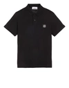 Stone Island Logo-patch Cotton Polo Shirt In Black