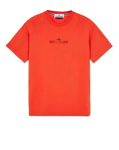 Stone Island T-shirt Manches Courtes Orange Coton