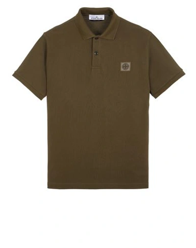 Stone Island Polo Vert Coton In Green