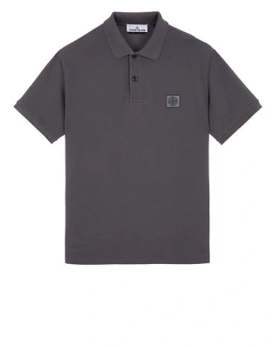 Stone Island Polo Gris Coton In Grey