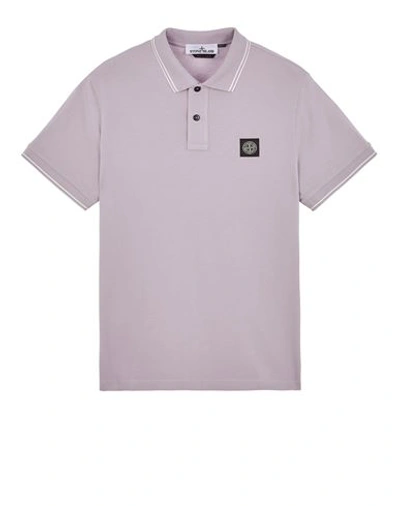 Stone Island Logo Patch Polo Shirt In Purple