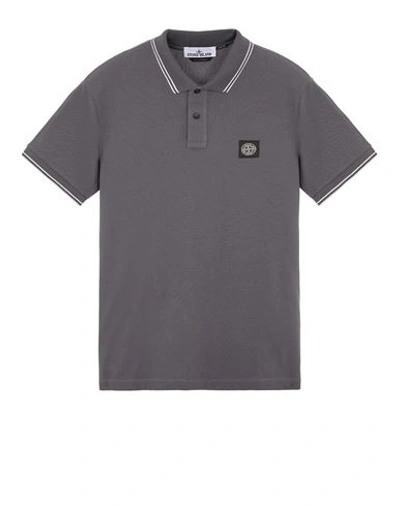 Stone Island Polo Gris Coton, Élasthanne In Gray